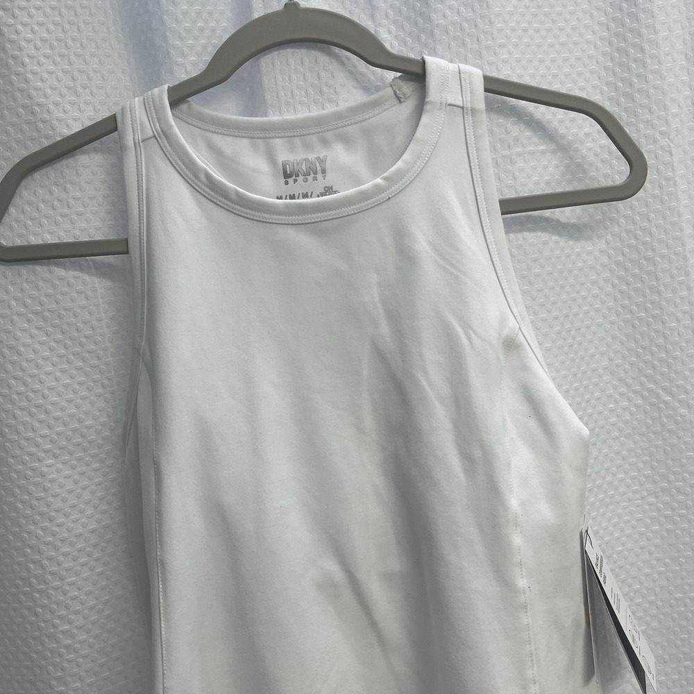 DKNY Sport Women's White Compression Racerback Tennis Walking Dress Medium - Picture 2 of 8